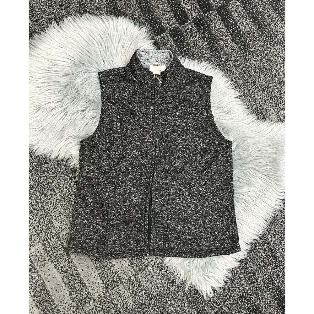 Chebella Women's jacket Vest Size XL Mock Neck‎ Full Zip Heathered Black